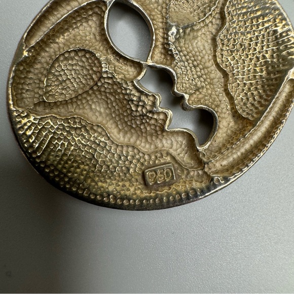 950 Sterling Silver Moon Pendant Opal Inlay Celestial Bohemian Goddess Whimsical - Picture 6 of 10